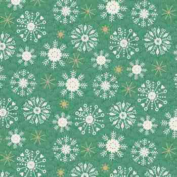 Snowflakes on Green - Merry Christmas